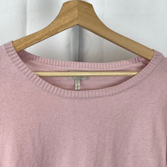 LOGO Lori Goldstein L Cotton Cashmere Sweater Tunic w Striped Trim A273355 Pink - Picture 4 of 10